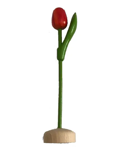 Kleine Oranje Houten Tulp op Voet
