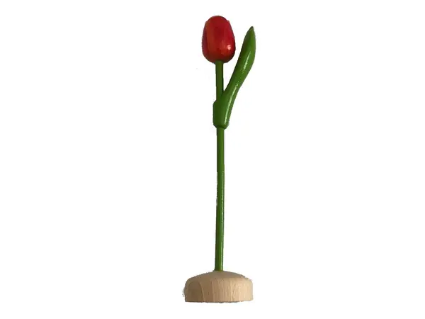 Small Orange Wooden Tulip on Foot