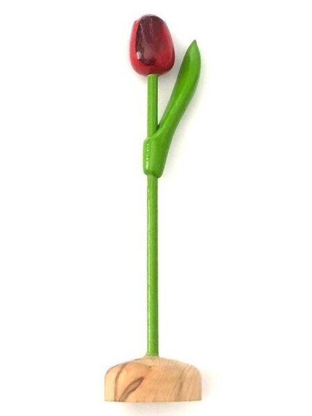 Rode Kleine Houten Tulp op Voetje