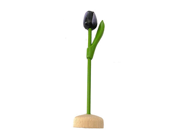 Dark purple wooden tulip on a foot