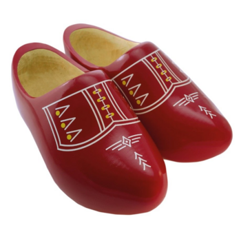 Red wooden shoes with stripes