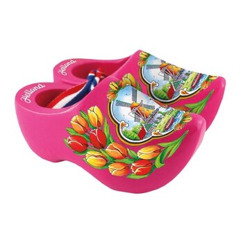 Rosa Souvenir Clogs mit Mühle 10 cm