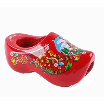 Red Tie Clog with Mill Motif Red Tie Clog with Mill Motif