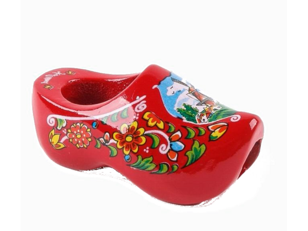 Red Tie Clog with Mill Motif