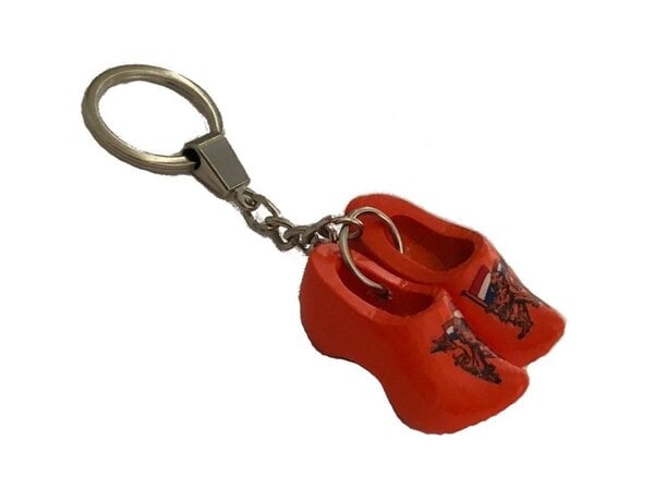 Nijhuis klompenfabriek Keyring with 2 Orange Lion Clogs