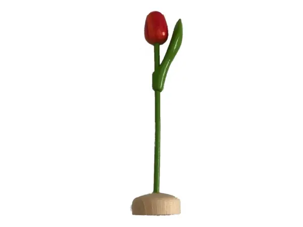 Holztulpen mit Logo auf Sockel 21cm