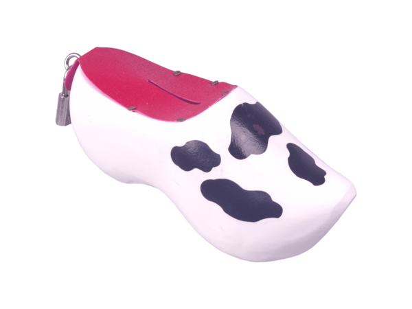 Spaarpot klompje wit met koeienvlekken Spaarpot klompje wit met koeienvlekken