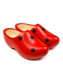 Ladybugs children's wooden shoes - Red children's clogs with black dots