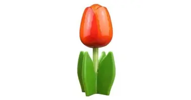 Wooden tulips on a leaf