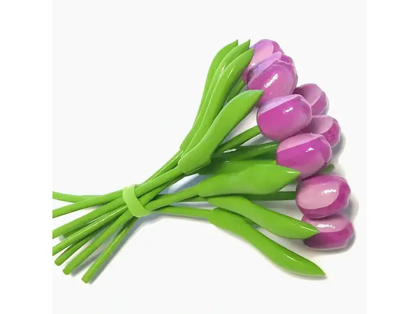 Bouquet with purple wooden tulips