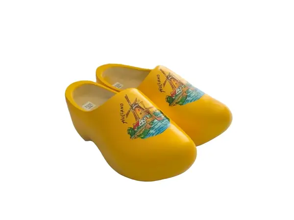Yellow wooden shoes with mill