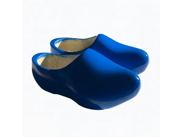 Blaue Kinderholzschuhe