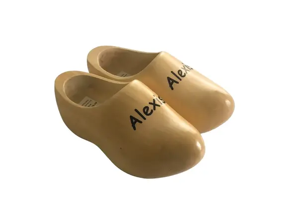 Holzschuhe mit Text
