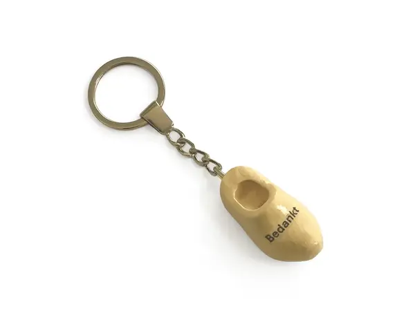 Keychain with a clog with text