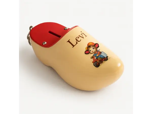 Transparenter Spardosen-Clog mit Logo