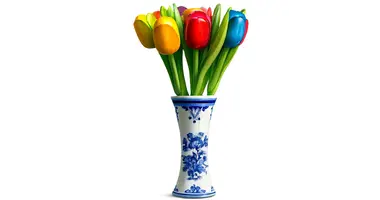Wooden tulips in a vase