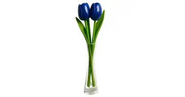 3 Wooden Tulips in a Glass Vase