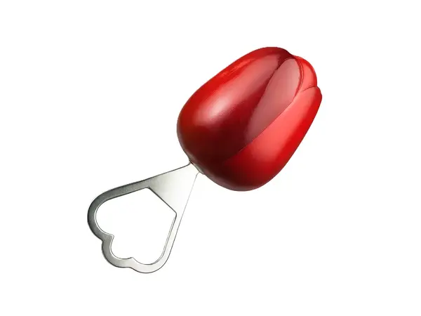 Flaschenöffner roter Holztulpen