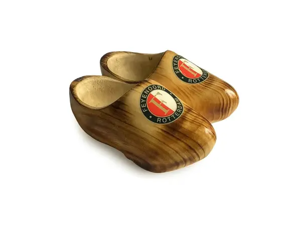 Flamed wooden shoes with logo