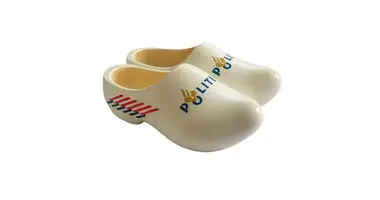 Wooden shoes with logo