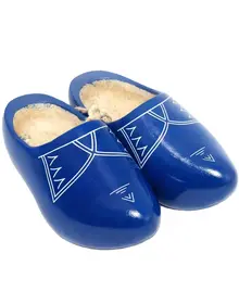 Blue wooden shoes with stripes