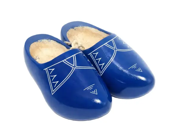 Blaue Kinder Holzschuhe mit Streifen