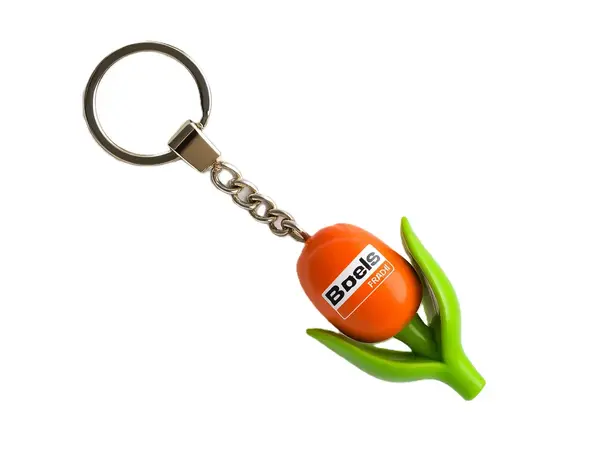 Houten tulp sleutelhanger met logo