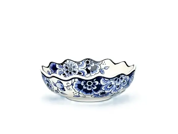 Delft Blue Bowl with Scalloped Edge