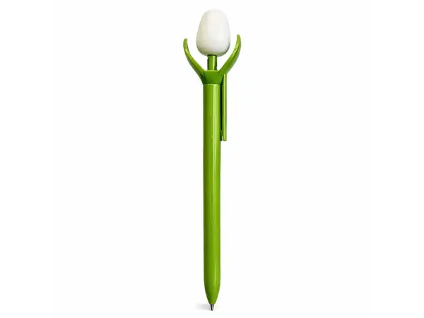 White wooden tulip on a ballpoint pen