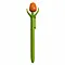  Orangefarbene Tulpe aus Holz auf einem Kugelschreiber