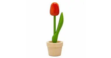 Houten tulp in een potje