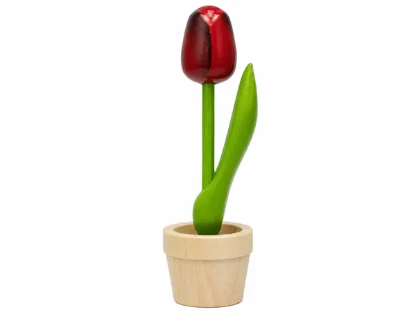 Red Wooden Tulip in a Pot