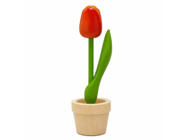 Oranje houten Tulp in Potje