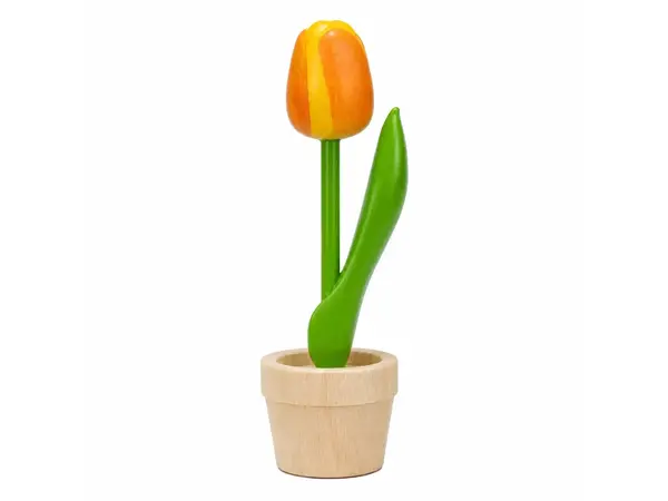Gele houten Tulp in een Potje