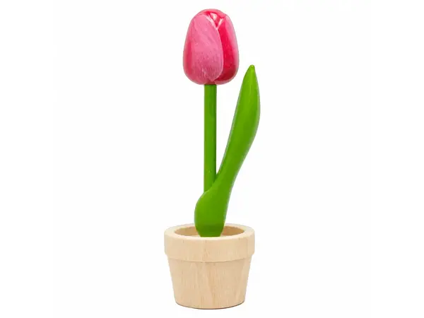 Rosa Holztulpe im Topf