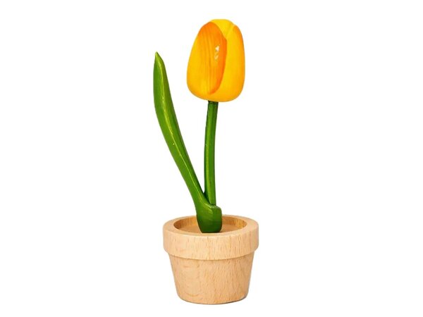Grote gele houten Tulp in een Pot