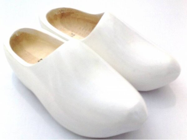 White children's wooden shoes