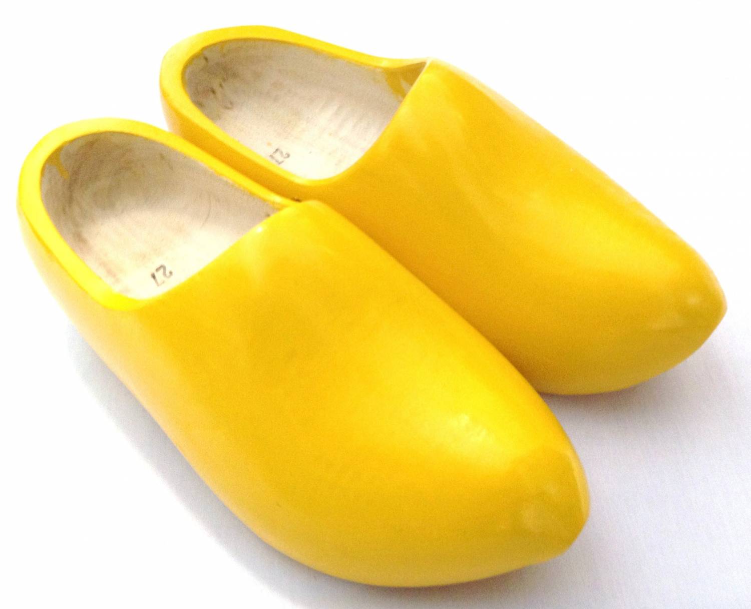 The unique appearance of yellow wooden shoes