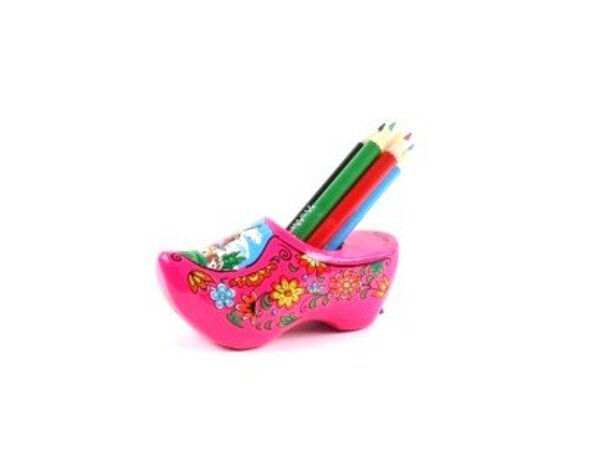 Rosa Clog Spitzer mit sieben Buntstifte