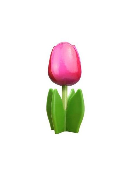 Roze houten tulp op een blad
