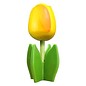 Gele houten tulp op een blad