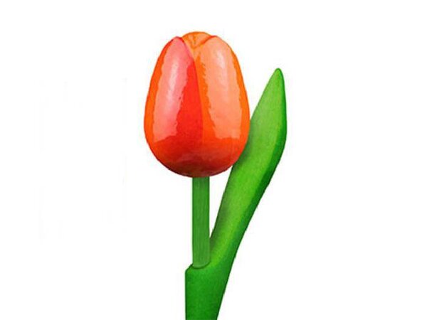 houten tulpen in de kleur oranje 20cm