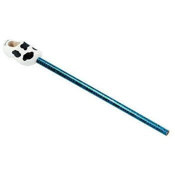 Weiße Souvenir Clog auf einem Bleistift  mit Kuh-Spots