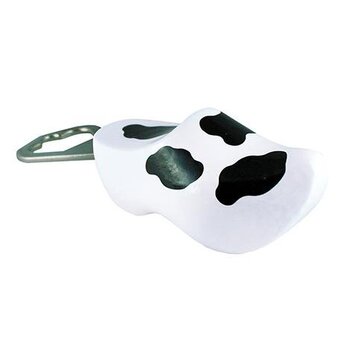 Bottle opener clogs with cow motif