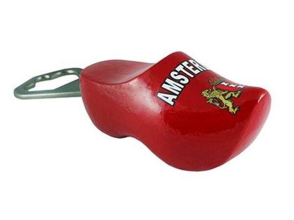 souvenirklompje als Flesopener Amsterdam rood