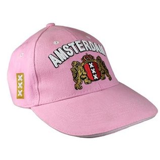 roze caps voorzien van het Amsterdam Wapen