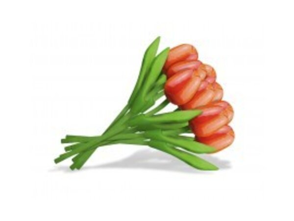 Bouquet of orange wooden tulips