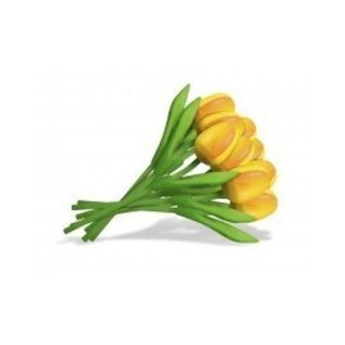 Bouquet of yellow wooden tulips
