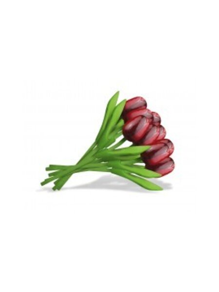 Bouquet of red wooden tulips