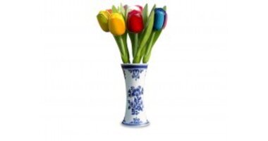 Wooden tulips in a vase
